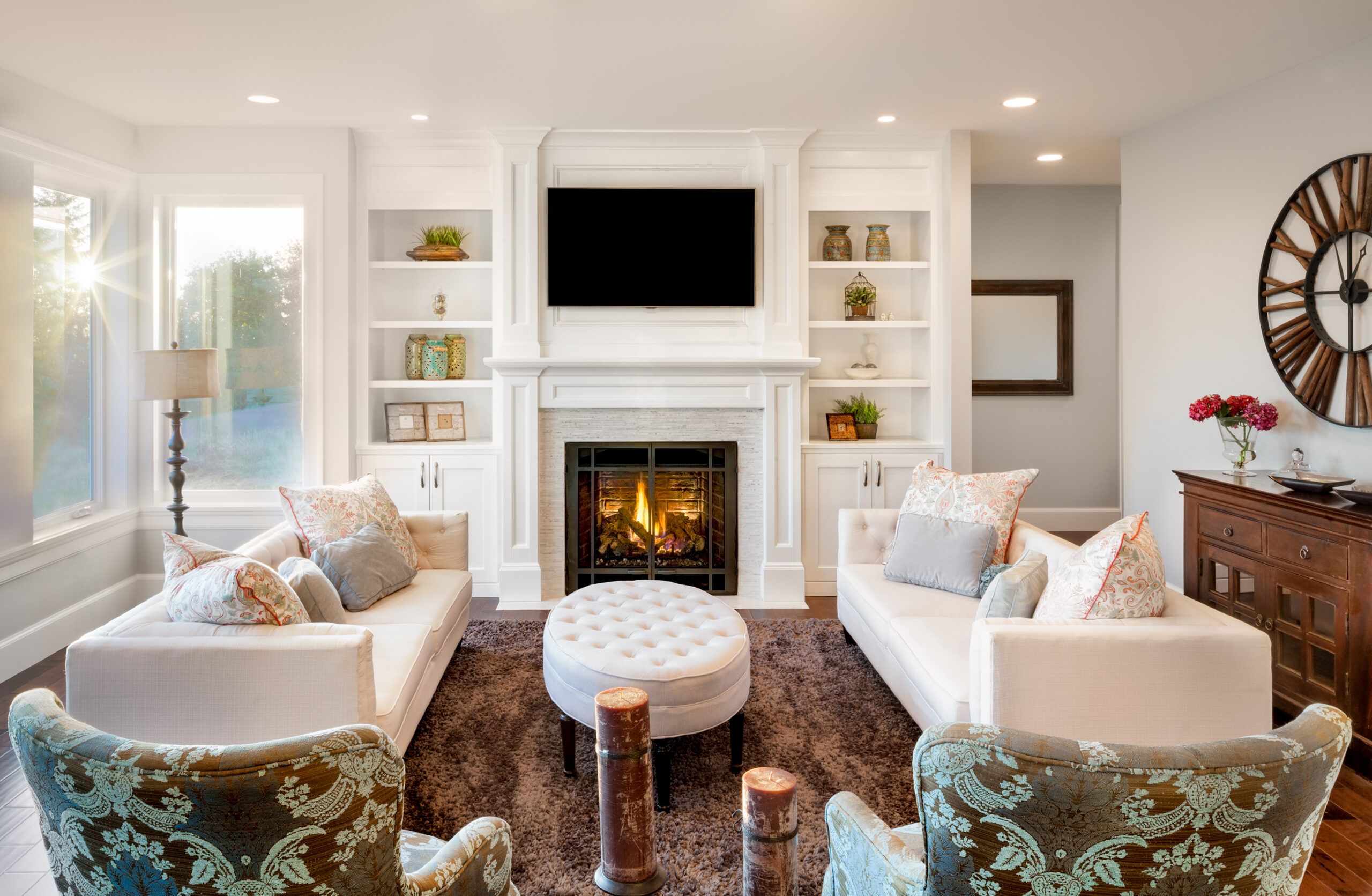 living room with focal fireplace