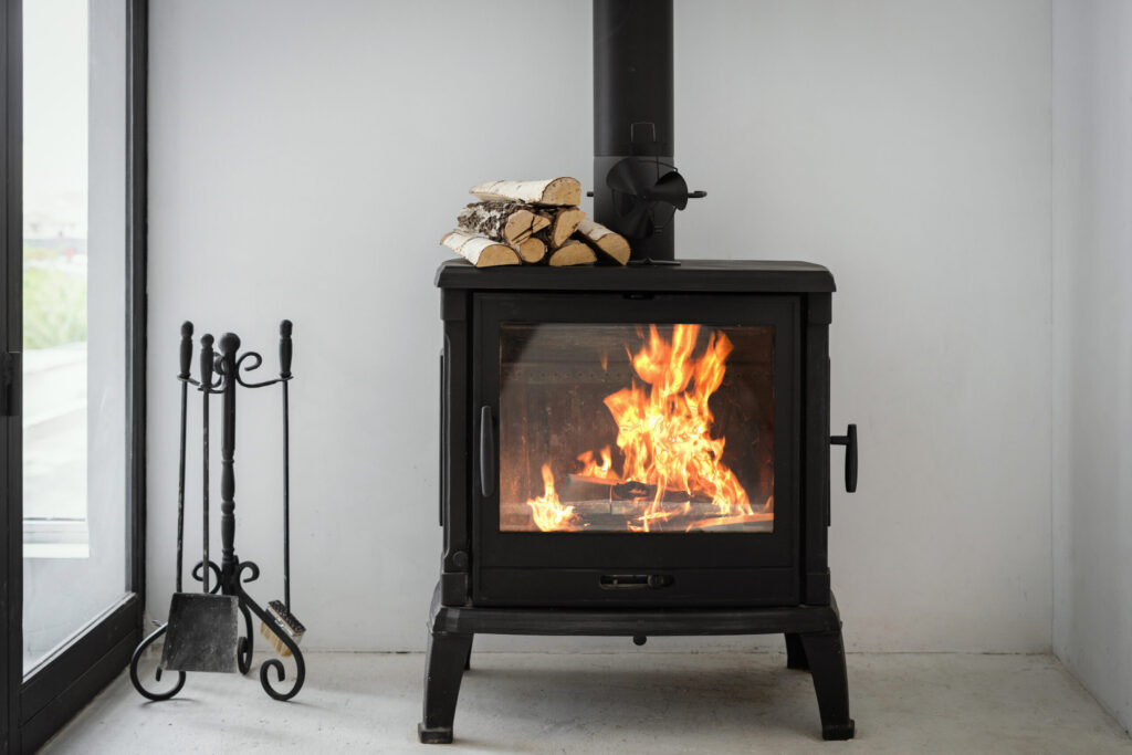 Wood-burning fireplace